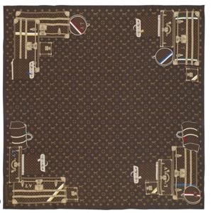 New Louis Vuitton Scarf Travel Trunks Monogram Brown Silk Wrap